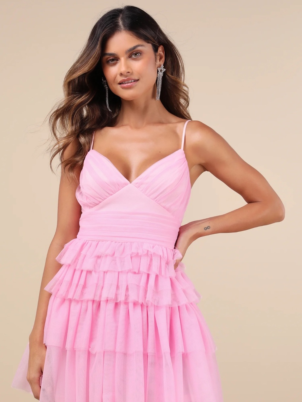 Lulu's Bubblegum Pink Ruffle Tiered Mini Dress